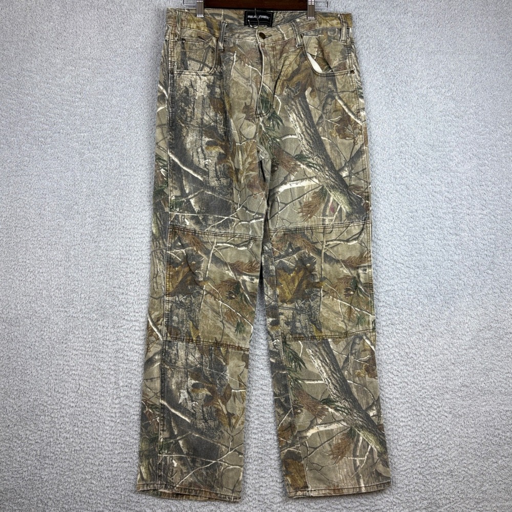 Realtree Camo Pants Mens 34x32 Brown Camouflage Double Knee Hunting Workwear Y2K